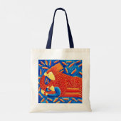 Moeder en zoon met goudvis Moderne kunst schildere Tote Bag (Achterkant)