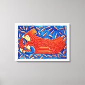 Moeder en zoon met goudvis schilderen canvas afdruk (Voorkant)