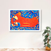 Moeder en zoon met goudvis schilderen canvas afdruk