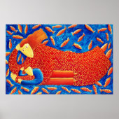 Moeder en zoon met goudvissen kunstprint poster (Voorkant)