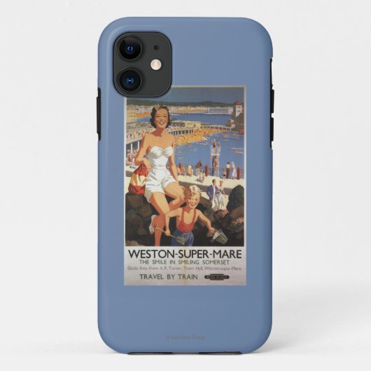 Moeder en zoon op het strand Poster Case-Mate iPhone Case (Achterkant)