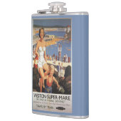 Moeder en zoon op het strand Poster Heupfles (Links)