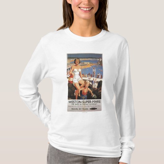 Moeder en zoon op het strand Poster T-shirt (Voorkant)