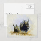 Moeder en zoon, Rhinoceros Briefkaart (Voorkant / Achterkant)