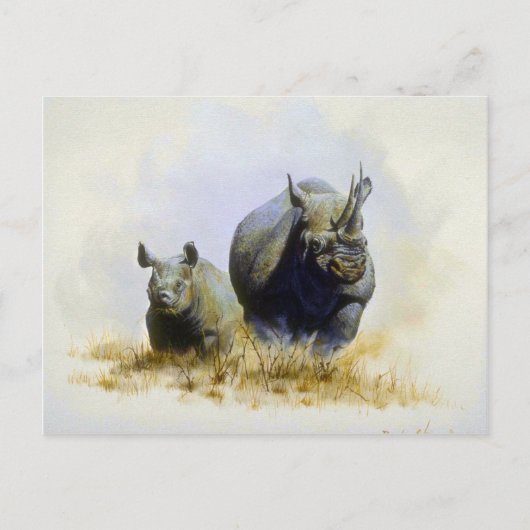 Moeder en zoon, Rhinoceros Briefkaart (Voorkant)