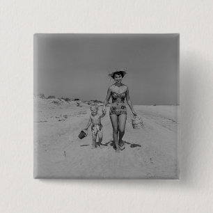 Moeder en zoon vierkante button 5,1 cm