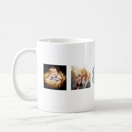 Moeder foto collage zwart koffiemok (Links)