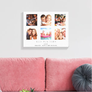 Moeder foto familie collage wit canvas afdruk