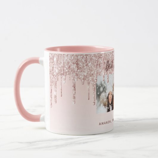 Moeder foto glitter blush roze mok (Links)