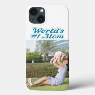 Moeder Foto luchtblauwe tekst iPhone Hoesje