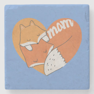 Moeder Fox en Baby Fox Love Stenen Onderzetter