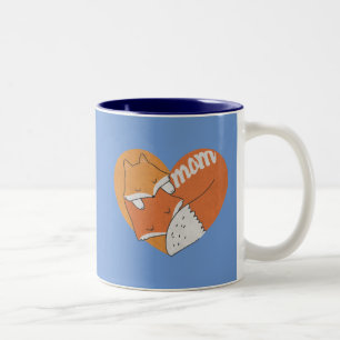 Moeder Fox en Baby Fox Love Tweekleurige Koffiemok