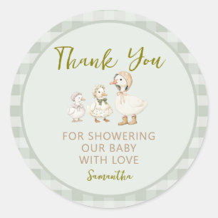 Moeder Gans en Gansje Baby Shower Bedankt Ronde Sticker