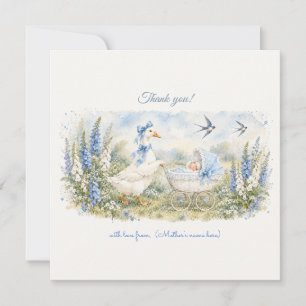 Moeder Ganzen Blauwe Vingerhoedskruid Baby Shower Bedankkaart