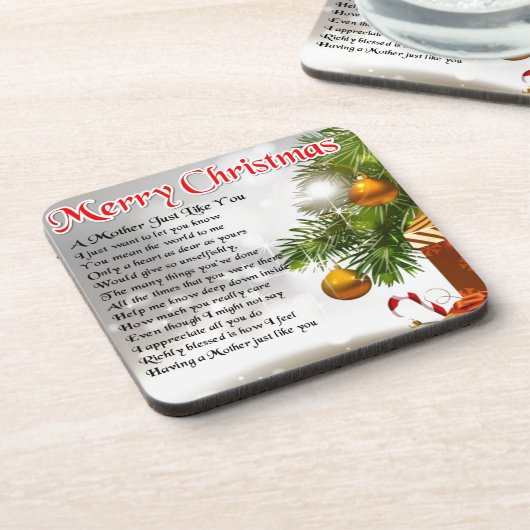 Moeder gedicht - kerstontwerp drankjes onderzetter (Linkerzijde)