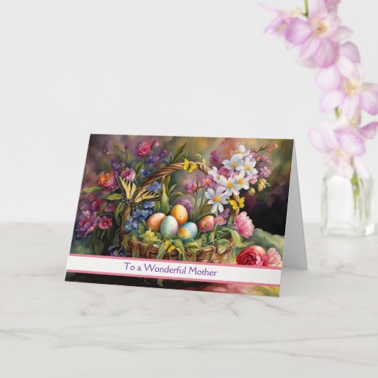 Moeder Gelukkig Pasen Mooie Paasmand Kaart (Orchidee)