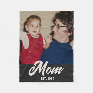 Moeder Gesticht Zwarte Groovy Script Foto Fleece Deken