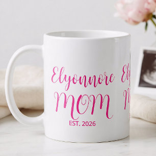 Moeder Gevestigd Roze Script Naam  Koffiemok