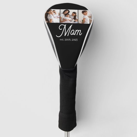 Moeder Gevestigd Script Black 3 Foto Golfheadcover (Voorkant)