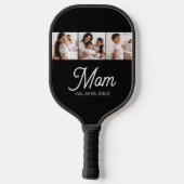 Moeder Gevestigd Script Zwart 3 Foto Pickleball Paddle (Achterkant)