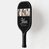 Moeder Gevestigd Script Zwart 3 Foto Pickleball Paddle (Links)