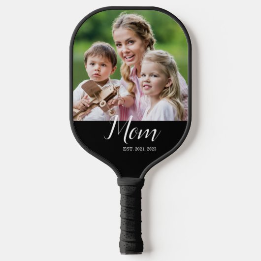 Moeder Gevestigd Script Zwarte Foto Pickleball Paddle (Voorkant)