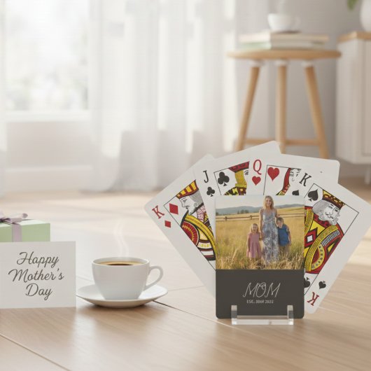 Moeder Gevestigd Script Zwarte Foto Pokerkaarten