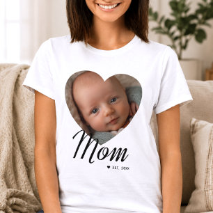 Moeder Gevestigde Script Hart Foto Wit T-shirt