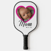 Moeder Gevestigde Script Roze Hart Foto Wit Pickleball Paddle (Voorkant)