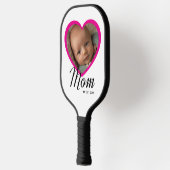 Moeder Gevestigde Script Roze Hart Foto Wit Pickleball Paddle (Links)