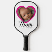 Moeder Gevestigde Script Roze Hart Foto Wit Pickleball Paddle (Achterkant)