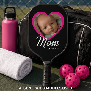 Moeder Gevestigde Script Roze Hart Foto Zwarte Car Pickleball Paddle