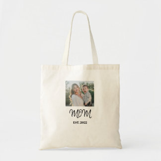 Moeder Gewordt, Zwart Schrift, Foto Boodschappenta Tote Bag