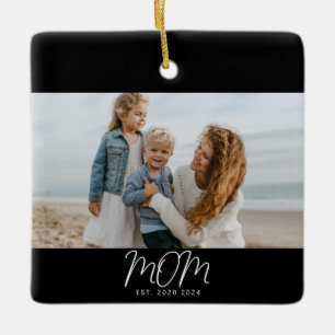 Moeder Gewordt Zwart Wit Script Foto Keramiek Keramisch Ornament