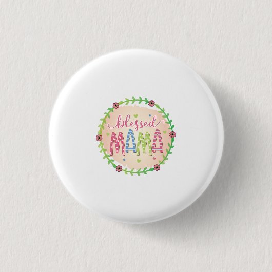 Moeder Gift Blessed Moeder Ronde Button 3,2 Cm (Voorkant)