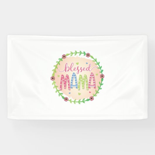 Moeder Gift Blessed Moeder Spandoek (Horizontaal)