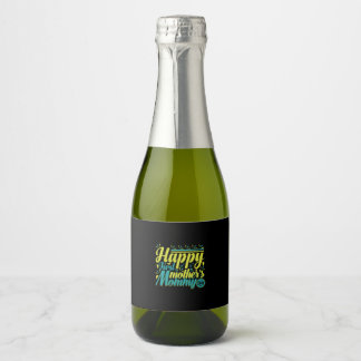 Moeder Gift Happy First Mama Day Sparkling Wijnetiket
