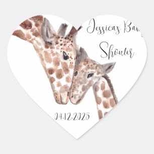 Moeder Giraffe Dier Schattige Baby shower Hart Sticker