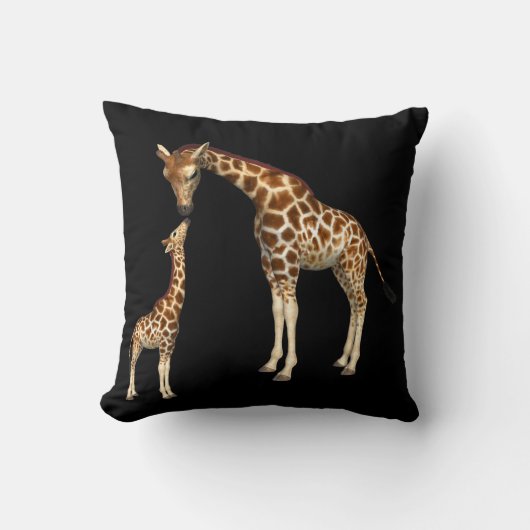 Moeder Giraffe en Baby Giraffe Kussen (Voorkant)