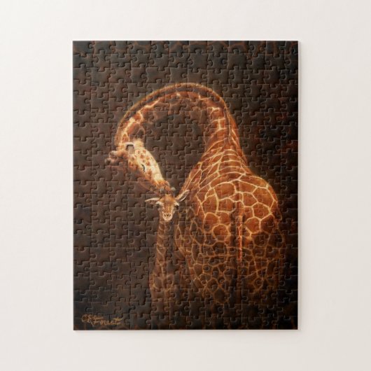 Moeder Giraffe en Baby Legpuzzel (Verticaal)