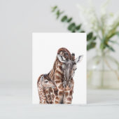 Moeder Giraffe met Baby Giraffe Briefkaart (Staand voorkant)