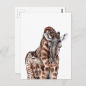 Moeder Giraffe met Baby Giraffe Briefkaart (Voorkant / Achterkant)