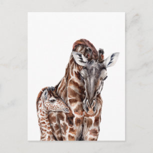 Moeder Giraffe met Baby Giraffe Briefkaart