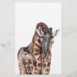 Moeder Giraffe met Baby Giraffe Briefpapier