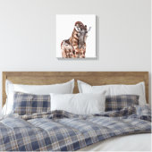 Moeder Giraffe met Baby Giraffe Canvas Afdruk (Insitu (Slaapkamer))