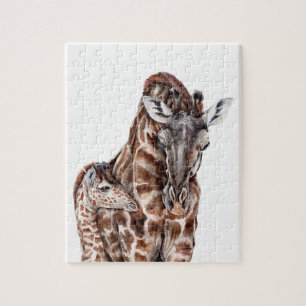 Moeder Giraffe met Baby Giraffe Legpuzzel