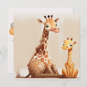 Moeder Giraffe met Baby Kaart