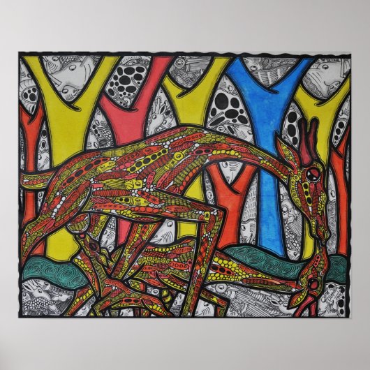 Moeder Giraffe Poster (Voorkant)