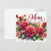 Moeder Glanzende Rode Rozen Feestdagenkaart (Voorkant / Achterkant)