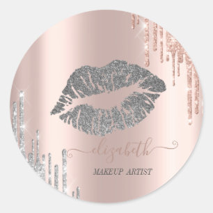 Moeder Glitterende Lippen, Roze Gouden Zilveren Dr Ronde Sticker